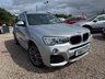 USED 2015 64 BMW X3 2.0 20d M Sport SUV 5dr Diesel Auto xDrive Euro 6 (s/s) (190 ps) Glacier Silver with full black Nevada leather interior. BMW xDrive all wheel drive, automatic transmission, 190ps diesel returning 54.3mpg average. Heated front seats, BMW navigation, DAB radio, Bluetooth with USB, dual zone climate control, powered tailgate, reversing camera, front and rear parking sensors, electric towbar, 19in M Sport alloys, xenon headlights, sport suspension, cruise control, gearshift paddles and run flat tyres. Freshly serviced, new MOT and 6 months warranty including bre