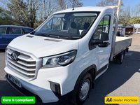 USED 2022 22 MAXUS DELIVER 9 White Euro 6 Dropside, 26,200 miles, ULEZ compliant, 6-Speed manual, Air Conditioning, Bluetooth, Cruise, dual passenger seat. Plus VAT @ 20%! This BASE MH C/C dropside finished in clean white is a highly practical and well-maintained commercial vehicle, having covered just 22,600 miles from new. Designed with reliability and versatility in mind, it is powered by a Euro 6 diesel engine, making it fully ULEZ compliant and ideal for operating in low-emission zones without additional charges. The vehicle offers a smooth and responsive driving experience thanks to its 6-speed manual gearbox, making it equally suited to both urban driving a