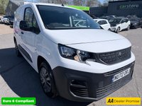 USED 2022 72 PEUGEOT PARTNER White 1.5 BlueHDi Euro 6 panel van, 47,000 miles, ULEZ compliant, 5-Speed manual, A/C, Bluetooth, Cruise, Sat nav, Rear sensors. Plus VAT @ 20%! This 2022 Peugeot Partner van boasts a full service history at 1K, 23K, AND 42K, with its last service completed on 15th July 2026 at 42,022 miles, and will come with a 12 month MOT for your peace of mind. This BlueHDi 1000 Professional Premium Standard Panel Van SWB is powered by an efficient 1.5 litre diesel engine, meeting Euro 6 emissions standards. Inside, you'll find the innovative PEUGEOT i-Cockpit featuring a head up display and compact steering wheel, alongside an 8in capacitive colour