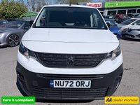 USED 2022 72 PEUGEOT PARTNER White 1.5 BlueHDi Euro 6 panel van, 47,000 miles, ULEZ compliant, 5-Speed manual, A/C, Bluetooth, Cruise, Sat nav, Rear sensors. Plus VAT @ 20%! This 2022 Peugeot Partner van boasts a full service history at 1K, 23K, AND 42K, with its last service completed on 15th July 2026 at 42,022 miles, and will come with a 12 month MOT for your peace of mind. This BlueHDi 1000 Professional Premium Standard Panel Van SWB is powered by an efficient 1.5 litre diesel engine, meeting Euro 6 emissions standards. Inside, you'll find the innovative PEUGEOT i-Cockpit featuring a head up display and compact steering wheel, alongside an 8in capacitive colour