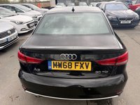 USED 2018 68 AUDI A3 1.6 Turbo Diesel (30) (TDI), Sport Edition, 4 Door Saloon, Manual, Euro 6. FULL 12 MONTH MOT WITH EVERY CAR