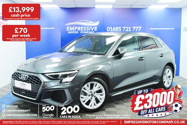 View our Audi A3 1.4 TFSIe 40 S line Sportback 5dr Petrol Plug-in Hybrid S Tronic Euro 6 (s/s) 13kWh (204 ps)