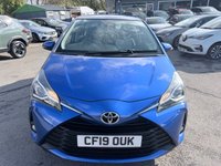 USED 2019 19 TOYOTA YARIS Blue 1.5 VVT-i Icon Tech Euro 6 hatchback, 64,700 miles, ULEZ compliant, 6-Speed manual, Sat Nav, Rear camera, Rear Sensors, Cruise, DAB. This 2019 Toyota Yaris VVT-i Icon Tech is a superb example of a well maintained vehicle.  This particular Yaris is a 1.5 litre petrol model, finished in the Icon Tech trim. It meets Euro 6 emission standards, contributing to its efficiency.  For your convenience, this Yaris comes equipped with rear parking sensors and a reversing camera, making manoeuvring in tight spaces much simpler.  Bluetooth connectivity is also included, allowing for seamless integration of your phone for calls and music.
