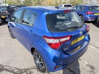USED 2019 19 TOYOTA YARIS Blue 1.5 VVT-i Icon Tech Euro 6 hatchback, 64,700 miles, ULEZ compliant, 6-Speed manual, Sat Nav, Rear camera, Rear Sensors, Cruise, DAB. This 2019 Toyota Yaris VVT-i Icon Tech is a superb example of a well maintained vehicle.  This particular Yaris is a 1.5 litre petrol model, finished in the Icon Tech trim. It meets Euro 6 emission standards, contributing to its efficiency.  For your convenience, this Yaris comes equipped with rear parking sensors and a reversing camera, making manoeuvring in tight spaces much simpler.  Bluetooth connectivity is also included, allowing for seamless integration of your phone for calls and music.