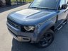 USED 2023 23 LAND ROVER DEFENDER D250 MHEV X-Dynamic SE SUV 3.0 Diesel Auto 4WD Euro 6 (s/s) (250 ps) Metallic Tasman Blue with contrast Black panoramic glass sunroof, 20-inch satin Wheels++