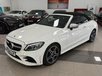 USED 2018 68 MERCEDES-BENZ C-CLASS 2.0 C220d AMG Line (Premium Plus) Cabriolet 2dr Diesel G-Tronic+ Euro 6 (s/s) (194 ps) STUNNING WHITE, AMG, PREMIUM PLUS