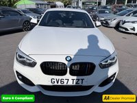 USED 2018 67 BMW 1 SERIES White 1.5 116d M Sport Shadow Edition, 40,000 miles, ULEZ compliant, 6-speed manual, 18in alloys, Sat Nav, A/C, Cruise, DAB, HK audio, rear sensors. This 2018 BMW 1 Series 116d M Sport Shadow Edition boasts exceptionally low mileage for its age, having covered just 40,000 miles, and has been cared for by only two owners.  This Euro 6 compliant 1.5L diesel model comes with a 12 month MOT provided on purchase, ensuring peace of mind.  It features automatic single zone climate control, a rain sensor that activates headlights automatically, and rear parking distance control for added convenience.  Enjoy seamless connectivity with Bluetooth hands
