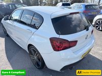 USED 2018 67 BMW 1 SERIES White 1.5 116d M Sport Shadow Edition, 40,000 miles, ULEZ compliant, 6-speed manual, 18in alloys, Sat Nav, A/C, Cruise, DAB, HK audio, rear sensors. This 2018 BMW 1 Series 116d M Sport Shadow Edition boasts exceptionally low mileage for its age, having covered just 40,000 miles, and has been cared for by only two owners.  This Euro 6 compliant 1.5L diesel model comes with a 12 month MOT provided on purchase, ensuring peace of mind.  It features automatic single zone climate control, a rain sensor that activates headlights automatically, and rear parking distance control for added convenience.  Enjoy seamless connectivity with Bluetooth hands