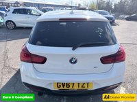 USED 2018 67 BMW 1 SERIES White 1.5 116d M Sport Shadow Edition, 40,000 miles, ULEZ compliant, 6-speed manual, 18in alloys, Sat Nav, A/C, Cruise, DAB, HK audio, rear sensors. This 2018 BMW 1 Series 116d M Sport Shadow Edition boasts exceptionally low mileage for its age, having covered just 40,000 miles, and has been cared for by only two owners.  This Euro 6 compliant 1.5L diesel model comes with a 12 month MOT provided on purchase, ensuring peace of mind.  It features automatic single zone climate control, a rain sensor that activates headlights automatically, and rear parking distance control for added convenience.  Enjoy seamless connectivity with Bluetooth hands