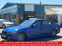 USED 2019 19 BMW 3 SERIES 2.0 320d M Sport Saloon 4 Door Portimao Blue Diesel Manual Euro 6 (s/s) (190 ps) Beautiful BMW 320d MSport with Huge Spec inc SAT NAV Bluetooth ApplePlay Head-Up Display Heated Oyster Leather Seats