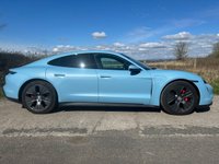 USED 2022 72 PORSCHE TAYCAN Performance Plus 93.4kWh 4S Saloon 4dr Electric Auto 4WD (11kW Charger) (571 ps) PERFORMANCE PLUS MODEL + 20' TAYCAN TURBO AERO ALLOYS + HEATED STEERING WHEEL + APPLE CARPLAY/ANDROID AUTO + PRIVACY GLASS + FINISHED IN FROZEN BLUE + PARK ASSIST WITH FRONT & REAR VISUAL AND AUDIBLE WARNING + LANE ASSIST + ADVANCED 2-ZONE CLIMATE CONTROL + HEATED FRONT SEATS + SOUND PACKAGE PLUS + CRUISE CONTROL + DAB RADIO + PORSCHE COMMUNICATION MANAGEMENT + WIRELESS PHONE CHARGING + PERFORMANCE BATTERY PLUS + 16.8' CURVED DISPLAY + MULTI-FUNCTION LEATHER SPORTS STEERING WHEEL