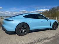 USED 2022 72 PORSCHE TAYCAN Performance Plus 93.4kWh 4S Saloon 4dr Electric Auto 4WD (11kW Charger) (571 ps) PERFORMANCE PLUS MODEL + 20' TAYCAN TURBO AERO ALLOYS + HEATED STEERING WHEEL + APPLE CARPLAY/ANDROID AUTO + PRIVACY GLASS + FINISHED IN FROZEN BLUE + PARK ASSIST WITH FRONT & REAR VISUAL AND AUDIBLE WARNING + LANE ASSIST + ADVANCED 2-ZONE CLIMATE CONTROL + HEATED FRONT SEATS + SOUND PACKAGE PLUS + CRUISE CONTROL + DAB RADIO + PORSCHE COMMUNICATION MANAGEMENT + WIRELESS PHONE CHARGING + PERFORMANCE BATTERY PLUS + 16.8' CURVED DISPLAY + MULTI-FUNCTION LEATHER SPORTS STEERING WHEEL