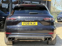 USED 2018 18 PORSCHE CAYENNE 4.0T V8 Turbo SUV 5dr Petrol TiptronicS 4WD Euro 6 (s/s) (550 ps) Porsche Dynamic Chassis Control (PDCC) + Panoramic roof system + Adaptive Cruise Control incl. Emergency Stop Function + Surround View+ Tow bar system with electrically deployable tow ball + Sport Chrono Package incl. mode switch	&pound;774 Lane Change Assist + Smooth-finish leather, two-tone leather interior + Roof rails with matt aluminium look finish + Privacy glass	+ Adaptive sports seat (18-way, electric) with integrated headrests, and memory package