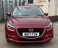 USED 2017 17 MAZDA MAZDA3 2.0 SKYACTIV-G Sport Nav Hatchback 5dr Petrol Manual Euro 6 (s/s) (121 ps) - APPLE CAR PLAY - SAT NAV - REVERSE CAMERA - HEATED SEATS - CRUISE - HEADS UP DISPLAY - P/SENSORS - BLUETOOTH - &pound;35 ROAD TAX