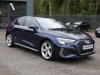 USED 2023 73 AUDI A3 Sportback 1.0 TFSI 30 S line 5d 110 S/S 1 OWNER, FULL SERVICE HISTORY, SAT NAV, VIRTUAL COCKPIT (DIGITAL DASH), FULL BLACK LEATHER UPHOLSTERY, WIRELESS APPLE CARPLAY / ANDROID AUTO, REAR PARKING SENSORS, DAB RADIO, BLUETOOTH PHONE & MUSIC, 2x USB C PORTS, PRIVACY GLASS, MANUAL 6 SPEED, LED LIGHTS WITH DAYTIME RUNNING LIGHTS, 18 INCH ALLOYS, ELECTRIC FOLDING MIRRORS, CRUISE CONTROL & SPEED LIMITER, RAIN & LIGHT SENSORS, KEYLESS START, VOICE CONTROL, DRIVE SELECT, CLIMATE CONTROL, LANE DEPARTURE WARNING