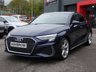 USED 2023 73 AUDI A3 Sportback 1.0 TFSI 30 S line 5d 110 S/S 1 OWNER, FULL SERVICE HISTORY, SAT NAV, VIRTUAL COCKPIT (DIGITAL DASH), FULL BLACK LEATHER UPHOLSTERY, WIRELESS APPLE CARPLAY / ANDROID AUTO, REAR PARKING SENSORS, DAB RADIO, BLUETOOTH PHONE & MUSIC, 2x USB C PORTS, PRIVACY GLASS, MANUAL 6 SPEED, LED LIGHTS WITH DAYTIME RUNNING LIGHTS, 18 INCH ALLOYS, ELECTRIC FOLDING MIRRORS, CRUISE CONTROL & SPEED LIMITER, RAIN & LIGHT SENSORS, KEYLESS START, VOICE CONTROL, DRIVE SELECT, CLIMATE CONTROL, LANE DEPARTURE WARNING