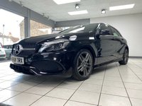 USED 2018 68 MERCEDES-BENZ A-CLASS 2.1 A200d AMG Line (Premium Plus) Hatchback 5dr Diesel 7G-DCT Euro 6 (s/s) (136 ps) COSMOS BLACK / BLACK ARTICO LEATHER / FABRIC TRIM (RED STITCHING) / HEATED FRONT 3X MEMORY SEATS / DUAL ZONE CLIMATE / PANORAMIC ROOF / ELECTRIC WINDOWS / POWERFOLD MIRRORS / AUTO LIGHTS / WIPERS / SATNAV / DAB FM AM CD TUNER / BLUETOOTH / USB / FRONT AND REAR PARKING SENSORS / 18" GREY FINISH ALLOYS / SERVICE HISTORY