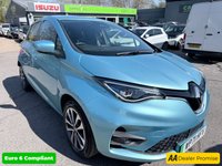 USED 2021 71 RENAULT ZOE Blue R135 EV50 GT Line electric hatchback, 29,700 miles, Automatic, Part leather, 16in Alloys, Sat nav, Cruise, DAB, Rear camera, A/C and much more This 2021 Renault Zoe R135 GT Line boasts a single owner from new, offering a well cared for electric driving experience. As an electric vehicle, it features a substantial 55 kWh battery, providing a maximum range of 238 miles when new. Charging at home with a 7kW charger takes approximately 9 hours and 25 minutes for a full charge, while rapid public charging can take you from empty to 80% in just 1 hour and 10 minutes. The GT Line trim ensures a well equipped interior and exterior.  The genero