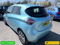USED 2021 71 RENAULT ZOE Blue R135 EV50 GT Line electric hatchback, 29,700 miles, Automatic, Part leather, 16in Alloys, Sat nav, Cruise, DAB, Rear camera, A/C and much more This 2021 Renault Zoe R135 GT Line boasts a single owner from new, offering a well cared for electric driving experience. As an electric vehicle, it features a substantial 55 kWh battery, providing a maximum range of 238 miles when new. Charging at home with a 7kW charger takes approximately 9 hours and 25 minutes for a full charge, while rapid public charging can take you from empty to 80% in just 1 hour and 10 minutes. The GT Line trim ensures a well equipped interior and exterior.  The genero