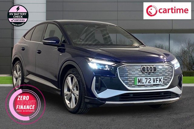 View our Audi Q4 E-Tron 35 S line Sportback 5dr Electric Auto 55kWh (170 ps) Rear Parking Sensors, Audi Smartphone Interface, Technology Package, Ambient Lighting Package Plus, 20In Alloys