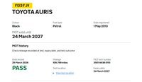 USED 2013 13 TOYOTA AURIS 1.6 V-Matic Sport Hatchback 5dr Petrol Manual Euro 5 (132 ps) Comprehensive TOYOTA Service History  |  Set of 2 Keys