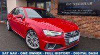 USED 2019 68 AUDI A4 2.0 TFSI 35 S line Saloon 4dr Petrol Manual Euro 6 (s/s) (150 ps) *** ONE OWNER - FULL HISTORY - SAT NAV - &pound;2495 EXTRAS - DIGITAL DASH ***