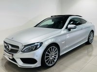 USED 2017 67 MERCEDES-BENZ C-CLASS 2.1 C220d AMG Line (Premium) Coupe 2dr Diesel G-Tronic+ Euro 6 (s/s) (170 ps) Iridium Silver | Black Leather Interior | Panoramic Roof | 19 Inch AMG Wheels | Heated Seats | ULEZ OK