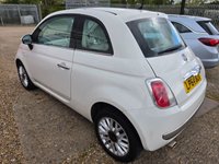 USED 2014 64 FIAT 500 1.2 Lounge Hatchback 3dr Petrol Manual Euro 6 (s/s) (69 bhp) BLUETOOTH+PANROOF+&pound;35TAX+FSH+WHITE