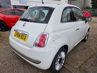 USED 2014 64 FIAT 500 1.2 Lounge Hatchback 3dr Petrol Manual Euro 6 (s/s) (69 bhp) BLUETOOTH+PANROOF+&pound;35TAX+FSH+WHITE