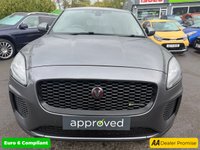 USED 2019 19 JAGUAR E-PACE Grey 2.0 D240 R-Dynamic HSE SUV, 47,000 miles, ULEZ compliant, Automatic AWD, 10in screen, 20in alloys, CarPlay/Android Auto, Meridian audio, camera. This 2019 Jaguar E-PACE D240 R-Dynamic HSE boasts an exceptionally low mileage for its age, having covered just 47,000 miles with only one owner from new. This impressive compact SUV features a powerful 2.0L diesel engine, delivering a brisk 0-60mph in just 6.8 seconds, all managed through a sophisticated Four Wheel Drive system. It meets Euro 6 emissions standards and comes with a 3 month warranty for your peace of mind, alongside a 12 month MOT provided on purchase. The vehicle's service histo
