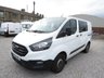 USED 2018 18 FORD TRANSIT CUSTOM 300 Double Cab 6 Seat Crew Van,  L1 H1, 2.0 EcoBlue 105ps, FRONT FOG LIGHTS, PARKING SENSORS, LOADING RAMP, CAMERA AND FULL SERVICE HISTORY, ONE OWNER, ONLY 64,000 miles