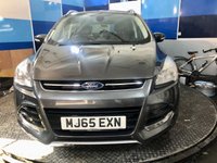 USED 2015 65 FORD KUGA 1.5T EcoBoost Titanium SUV 5dr Petrol Manual 2WD Euro 6 (s/s) (150 ps) A truly stunning example of this Ulez compliant very low mileage Suv fin ished in Magnetic Grey complimented with 18" alloys .This car comes with full dealer service history and comes equipped with front and rear parking sensors with self park facility ,full electric tailgate with release , Dab cd radio with usb inputs ,Bluetooth connectivity ,rapid clear front screen ,dual zone digital climate control ,Ford Sync voice control system ,cruise control and speed limiter ,auto lights and wipers ,pow