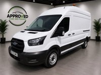 USED 2022 72 FORD TRANSIT White 2.0 350 EcoBlue panel van, 64,700 miles, Euro 6, ULEZ compliant, 6-speed manual, Air Conditioning, Bluetooth, DAB. Plus VAT @ 20%! This 2022 Ford Transit 350 Leader presents an exceptional ownership proposition, having been meticulously maintained by its single owner with a  service history at 15k, 38k, and 47k, most recently serviced at 47,235 miles on 21st March 2025. This Euro 6 compliant 2.0L EcoBlue diesel engine, rear wheel drive model, designated as L3 H3, offers a substantial towing weight of 2,570 kg. Upon purchase, it will be supplied with a 12 month MOT, ensuring its roadworthiness.  The Transit 350 Leader is a r