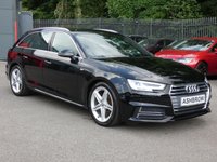 USED 2018 18 AUDI A4 AVANT 1.4 TFSI S line 5d 150 S/S FULL SERVICE HISTORY, SAT NAV, HEATED FRONT SEATS, AUDI SMART PHONE FOR APPLE CAR PLAY & ANDROID AUTO, AUDI CONNECT, DAB RADIO, CRUISE CONTROL, LED DAYTIME RUNNING LIGHTS, SWEEPING INDICATORS, BLUETOOTH PHONE & MUSIC STREAMING, FRONT & REAR PARKING SENSORS WITH DISPLAY, ELECTRIC TAILGATE, STEEL PEDALS, BLACK PART LEATHER INTERIOR, SPORT SEATS, LEATHER MULTIFUNCTION STEERING WHEEL, LIGHT & RAIN SENSORS, AUDI DRIVE SELECT, KEYLESS START, WIFI, AUX INPUT, 2x USB PORTS, CD WITH 2x SD CARD READER