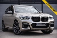USED 2018 M BMW X3 3.0 M40i SUV 5dr Petrol Auto xDrive Euro 6 (s/s) (360 ps) Full BMW Service History | 2 Keys | Reversing Camera | Adaptive LED Headlights | Ambient Lights | 20" BMW Light Alloy Wheels M Double Spoke 699 | Electrically Folding Mirror with Anti Dazzle | Acoustic Glazing | Full Black Leather Sport Seats | Heated Seats | LED Fog Lights | Instrument Panel in Sensatec | Sunstone Metallic Paint | M Sport Suspension | Remote Services | Sun Protection Glass | Active Guard | MOT Valid (26/09/2026)