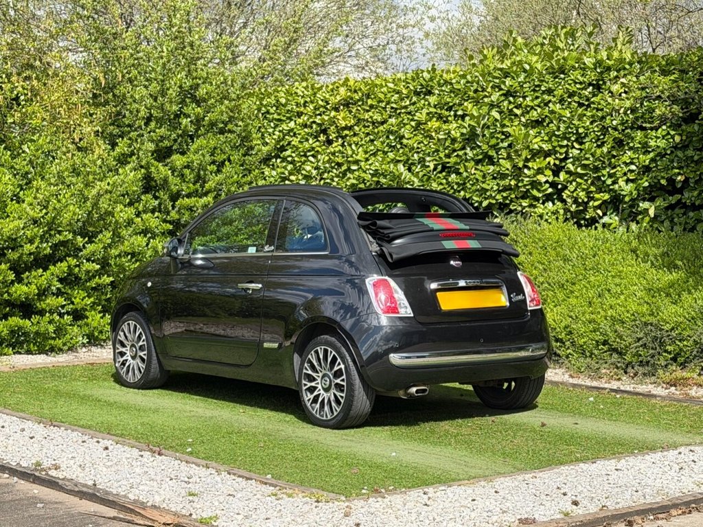 USED 2013 13 FIAT 500C 1.2 byGucci Convertible 2dr Petrol Dualogic Euro 5 (s/s) (69 bhp) VERY RARE AND DESIRABLE AUTOMATIC VERSION OF THE FIAT 500 BY GUCCI FEATURING GUCCI INTERIOR AND SIGNATURE ROOF STRIPES