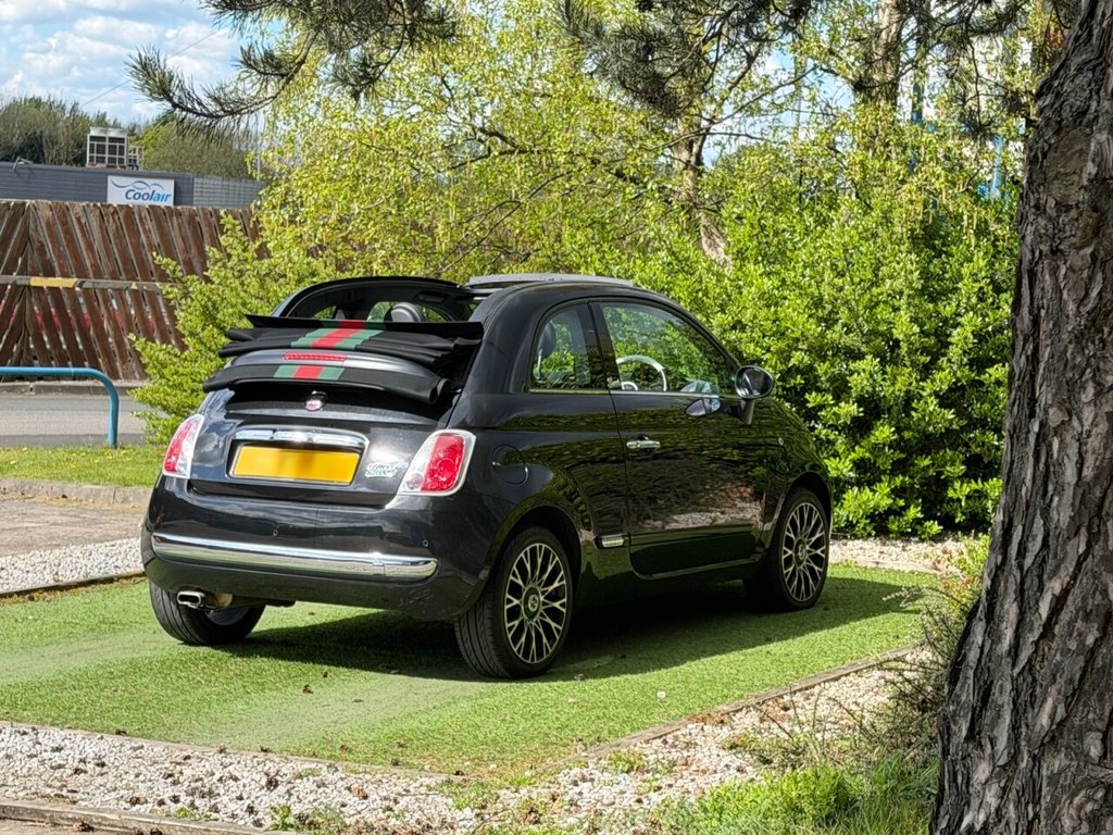 USED 2013 13 FIAT 500C 1.2 byGucci Convertible 2dr Petrol Dualogic Euro 5 (s/s) (69 bhp) VERY RARE AND DESIRABLE AUTOMATIC VERSION OF THE FIAT 500 BY GUCCI FEATURING GUCCI INTERIOR AND SIGNATURE ROOF STRIPES