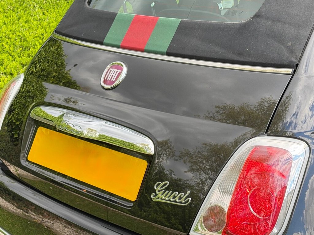 USED 2013 13 FIAT 500C 1.2 byGucci Convertible 2dr Petrol Dualogic Euro 5 (s/s) (69 bhp) VERY RARE AND DESIRABLE AUTOMATIC VERSION OF THE FIAT 500 BY GUCCI FEATURING GUCCI INTERIOR AND SIGNATURE ROOF STRIPES