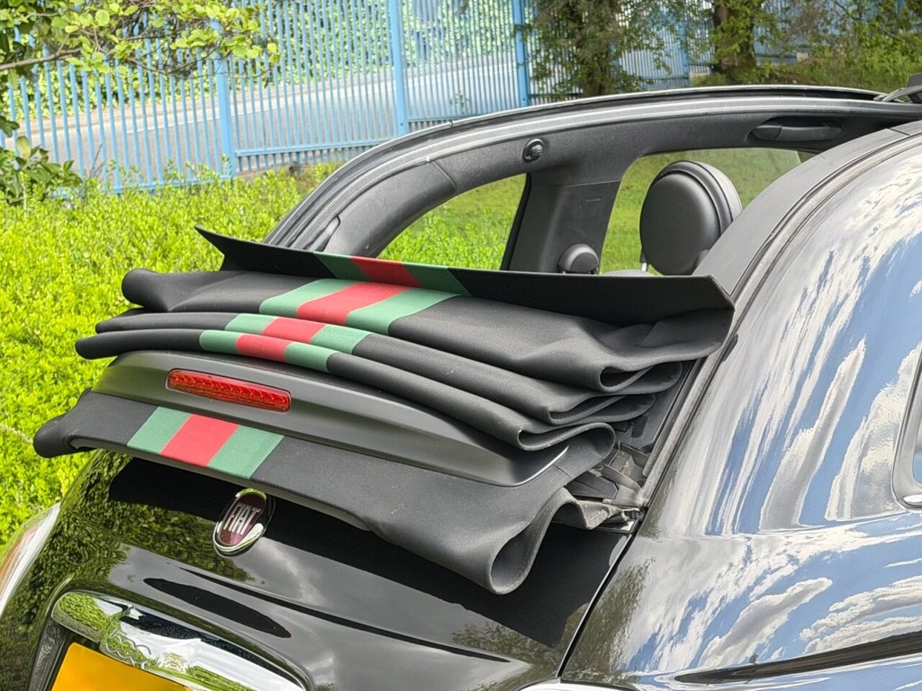 USED 2013 13 FIAT 500C 1.2 byGucci Convertible 2dr Petrol Dualogic Euro 5 (s/s) (69 bhp) VERY RARE AND DESIRABLE AUTOMATIC VERSION OF THE FIAT 500 BY GUCCI FEATURING GUCCI INTERIOR AND SIGNATURE ROOF STRIPES