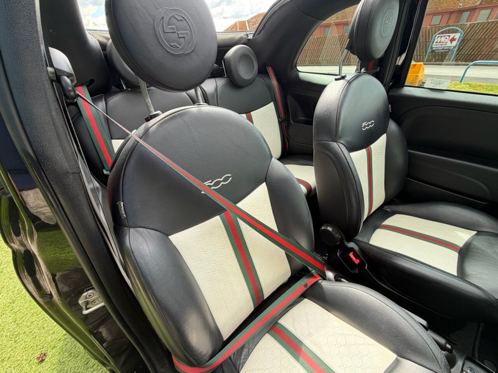 USED 2013 13 FIAT 500C 1.2 byGucci Convertible 2dr Petrol Dualogic Euro 5 (s/s) (69 bhp) VERY RARE AND DESIRABLE AUTOMATIC VERSION OF THE FIAT 500 BY GUCCI FEATURING GUCCI INTERIOR AND SIGNATURE ROOF STRIPES