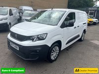 USED 2022 71 PEUGEOT PARTNER White 1.5 BlueHDi 950 Professional Premium LWB van, 39,000 miles, Euro 6, 5-speed manual, A/C, Bluetooth, cruise, rear sensors. Plus VAT @ 20%! This 2022 Peugeot Partner is a standout example, boasting a single owner and an exceptionally low mileage of just 39,000 miles for its age, complemented by a full service history at 9K, 23k, 31K, 36K with its last service completed on 2026-01-14 at 36,996 miles. This LWB Euro 6 6dr Panel Van, powered by a 1.5L BlueHDi diesel engine, features the Professional Premium trim and includes practical twin sliding side doors. Inside, you'll find the innovative PEUGEOT i-Cockpit with a head up display an
