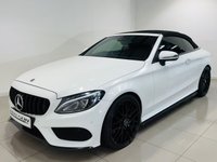 USED 2017 67 MERCEDES-BENZ C-CLASS 2.1 C250d AMG Line Cabriolet 2dr Diesel G-Tronic+ Euro 6 (s/s) (204 ps) Polar White | Black Styling Pack | Panamerica Style Grille | 20 Inch AMG Style Wheels | Heated Black Leather Interior