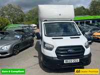 USED 2022 22 FORD TRANSIT White 2.0 350 EcoBlue Luton, 66,000 miles, Euro 6, ULEZ compliant, 6-Speed manual, Bluetooth, Radio, Multifunction Steering wheel. Plus VAT @ 20%! This 2022 Ford Transit 350 Luton offers peace of mind with a 12 month MOT provided on purchase, alongside a 3 month warranty for added security. This rear wheel drive L3 model is powered by an efficient 2.0L EcoBlue diesel engine, meeting Euro 6 emission standards. It boasts a generous towing weight of 2750 kg, making it a capable workhorse. Notable features include door mirrors with blind spot eliminator and integrated side indicators, incorporating Blind Spot Assistance for enhanced safety. In