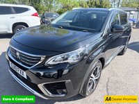 USED 2019 19 PEUGEOT 5008 Black 1.2 PureTech Allure SUV, 45,700 miles, Euro 6, Automatic, 7 Seats, Sat nav, Reverse camera, Cruise, DAB, 18in Alloys, Mirrorscreen. This 2019 Peugeot 5008 Allure is a remarkably low mileage example for its age, having covered just 45,700 miles. This seven seat SUV is powered by an efficient 1.2 litre petrol engine and meets Euro 6 emissions standards. It comes equipped with the Safety Plus Pack, featuring Blind Spot Assistance, along with front and rear parking sensors and parking assistance. Stay connected and entertained with the Bluetooth telephone facility and Mirror Screen, which supports both Android Auto and Apple Car