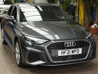 USED 2021 21 AUDI A3 1.4 TFSIe 40 S line Sportback 5dr Petrol Plug-in Hybrid S Tronic Euro 6 (s/s) 13kWh (204 ps) SAT NAV BLUETOOTH LEATHER INTERIOR CRUISE CONTROL PARKING SENSORS 1 OWNER EXCELLENT SERVICE HISTORY WARRANTY