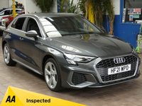 USED 2021 21 AUDI A3 1.4 TFSIe 40 S line Sportback 5dr Petrol Plug-in Hybrid S Tronic Euro 6 (s/s) 13kWh (204 ps) SAT NAV BLUETOOTH LEATHER INTERIOR CRUISE CONTROL PARKING SENSORS 1 OWNER EXCELLENT SERVICE HISTORY WARRANTY