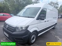 USED 2022 72 VOLKSWAGEN CRAFTER White 2.0 TDI CR35 Trendline van, 78,400 miles, Euro 6, ULEZ compliant, 6-Speed manual, A/C, Bluetooth, Cruise, DAB, F&R sensors. Plus VAT @ 20%! This 2022 Volkswagen Crafter presents an exceptional ownership proposition, having been meticulously maintained by a single owner with a service history at 20k, 53k, 72k, 78k, most recently serviced on 19th February 2026 at 78,191 miles. This 2.0 TDI CR35 Trendline FWD LWB High Roof model, registered in 2022, is powered by an efficient 2.0 litre Euro 6 diesel engine and boasts a substantial 3000 kg towing weight. For your peace of mind, it will be supplied with a 12 month MOT upon purchase, ensu
