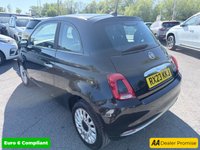 USED 2023 23 FIAT 500 Black 1.0 MHEV hatchback, 41,000 miles, Euro 6, ULEZ compliant, 6-Speed manual, 7in screen, CarPlay/Android Auto, Sunroof, A/C, DAB. This 2023 Fiat 500 is a superb example, having had only one owner from new. It is powered by an efficient 1.0 litre petrol engine, meeting Euro 6 emissions standards. Inside, you'll find a 7in HD touchscreen radio complete with Bluetooth, USB, and DAB functionality, seamlessly integrating with your smartphone via Apple CarPlay and Android Auto. Comfort is assured with air conditioning, while the fixed sunroof, which includes a panoramic option, adds to the airy feel. Practicality is enhanced by
