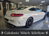 USED 2020 69 MERCEDES-BENZ C CLASS 3.0 C43 V6 AMG (Premium) Coupe 2dr Petrol G-Tronic+ 4MATIC Euro 6 (s/s) (390 ps) ULTRA LOW MILEAGE EXAMPLE IN DESIGNO DIAMOND WHITE COACHWORK WITH CRANBERRY RED LEATHER SPORTS LEATHER