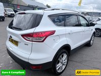 USED 2015 65 FORD KUGA White 1.5T EcoBoost Titanium X SUV, 81,300 miles, Euro 6, ULEZ compliant, Automatic AWD, 8in screen, Sat nav, Panorama roof, 18in alloys, A/C This 2015 Ford Kuga T Titanium X boasts an MOT valid until January 2027, offering excellent peace of mind for the new owner.  This Four Wheel Drive model is powered by an efficient 1.5 litre petrol engine and meets Euro 6 emissions standards.  Inside, you'll find a wealth of features designed for comfort and convenience, including a striking Panorama Roof with a fixed panoramic sunroof, Dual Zone Electronic Automatic Temperature Control for personalised cabin comfort, and Bi-Xenon headlights for